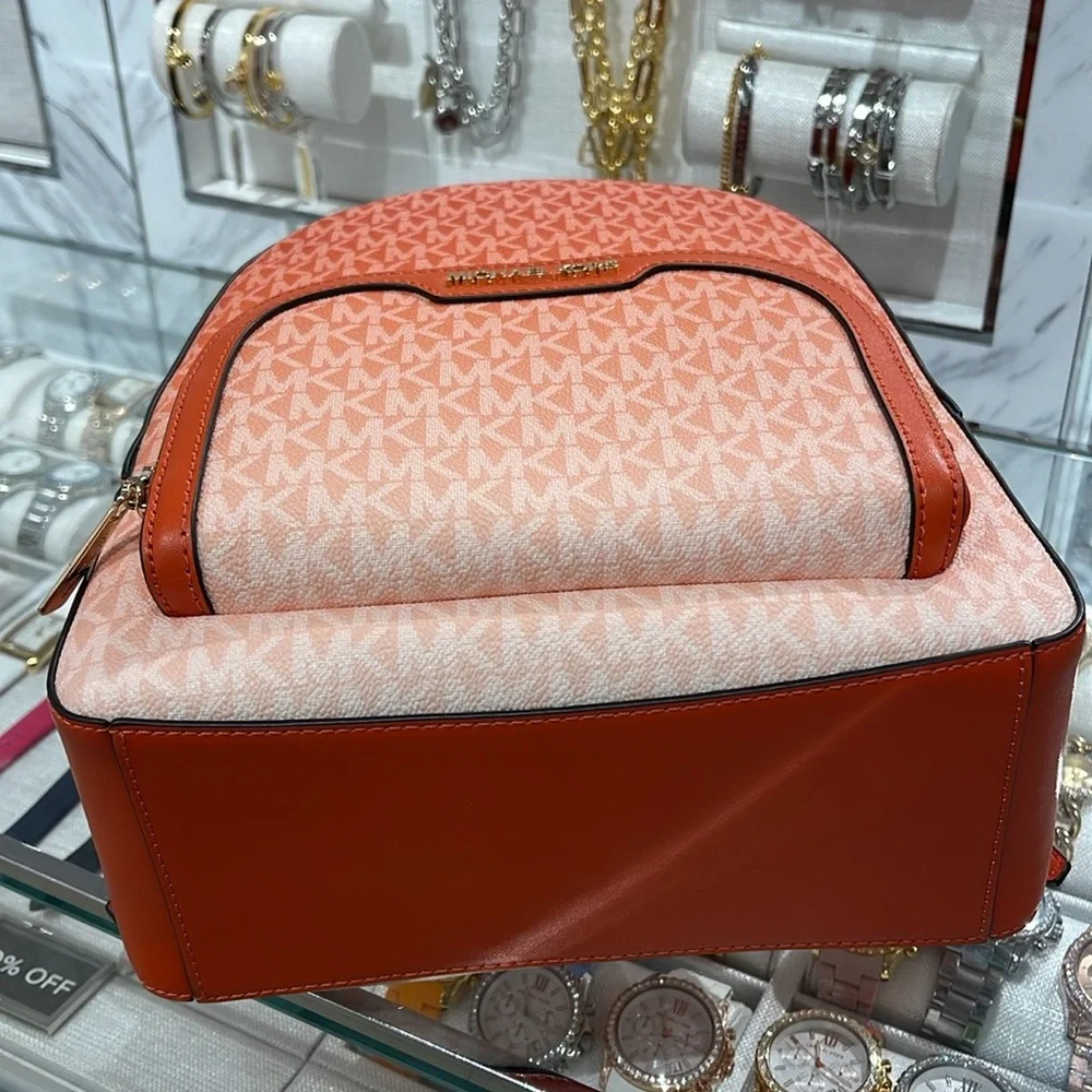 Michael Kors Jaycee Medium Ombré Signature Logo Backpack Red Clay NWT